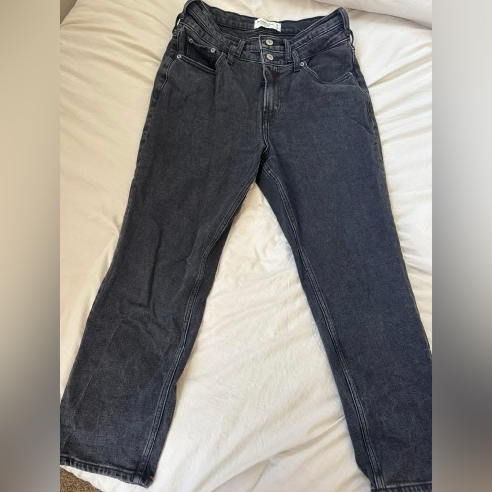 Abercrombie curve love ultra high rise ankle straight black jeans